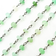Chrysoprase Smooth Oxidized Wire Chain.